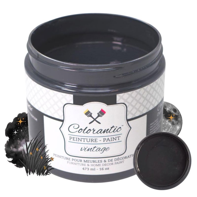 Colorantic | NIGHT| Dark Black Chalk Paint for Furniture, Cabinets & Kitchen | All-in-One Interior DIY Craft Solution, Decorative Wood & Wall Finish, Multi-Surface Makeover (8 oz) - Image 1